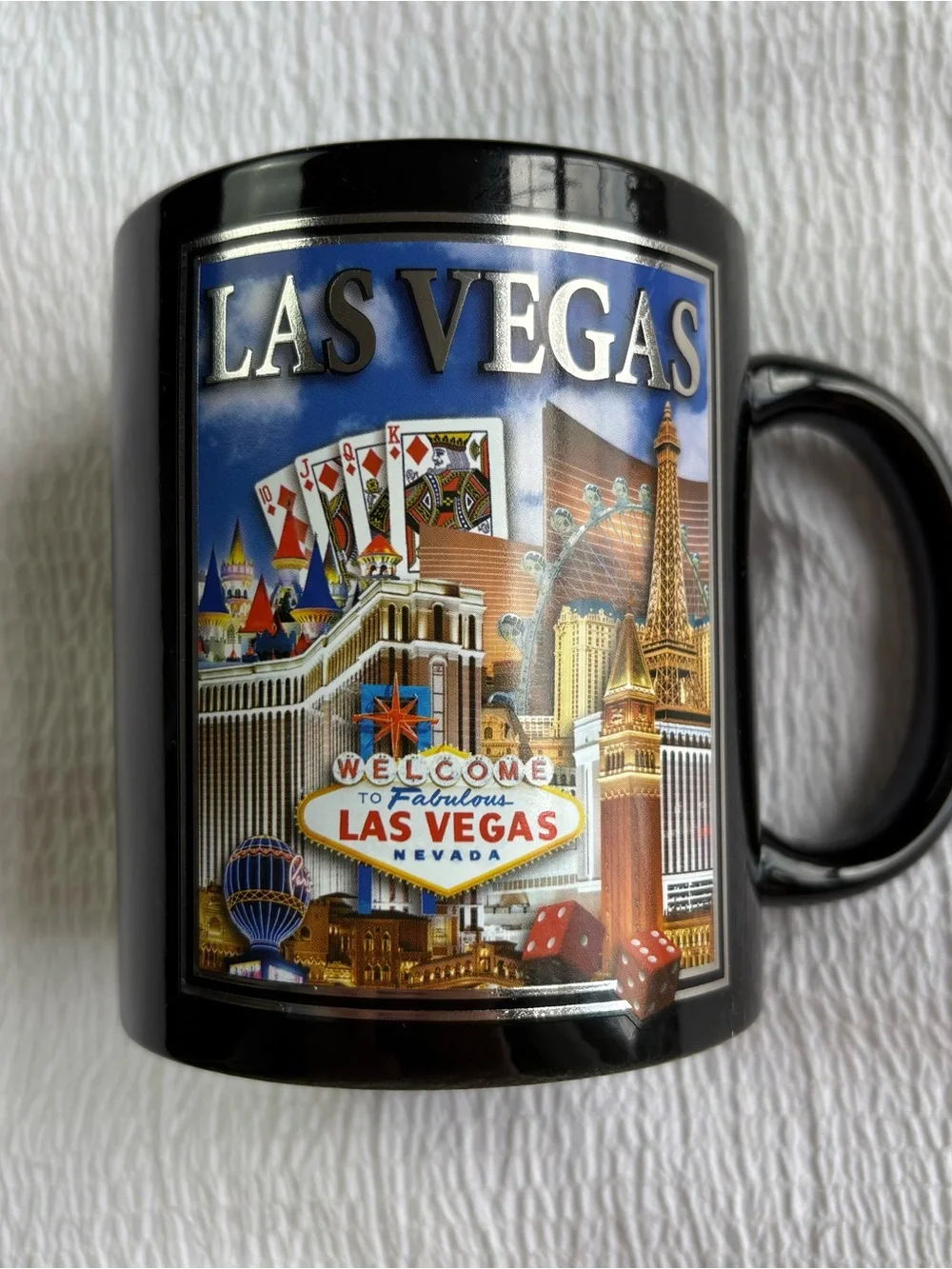 Las Vegas Nevada Casino Themed Black Coffee Mug Cup Ceramic